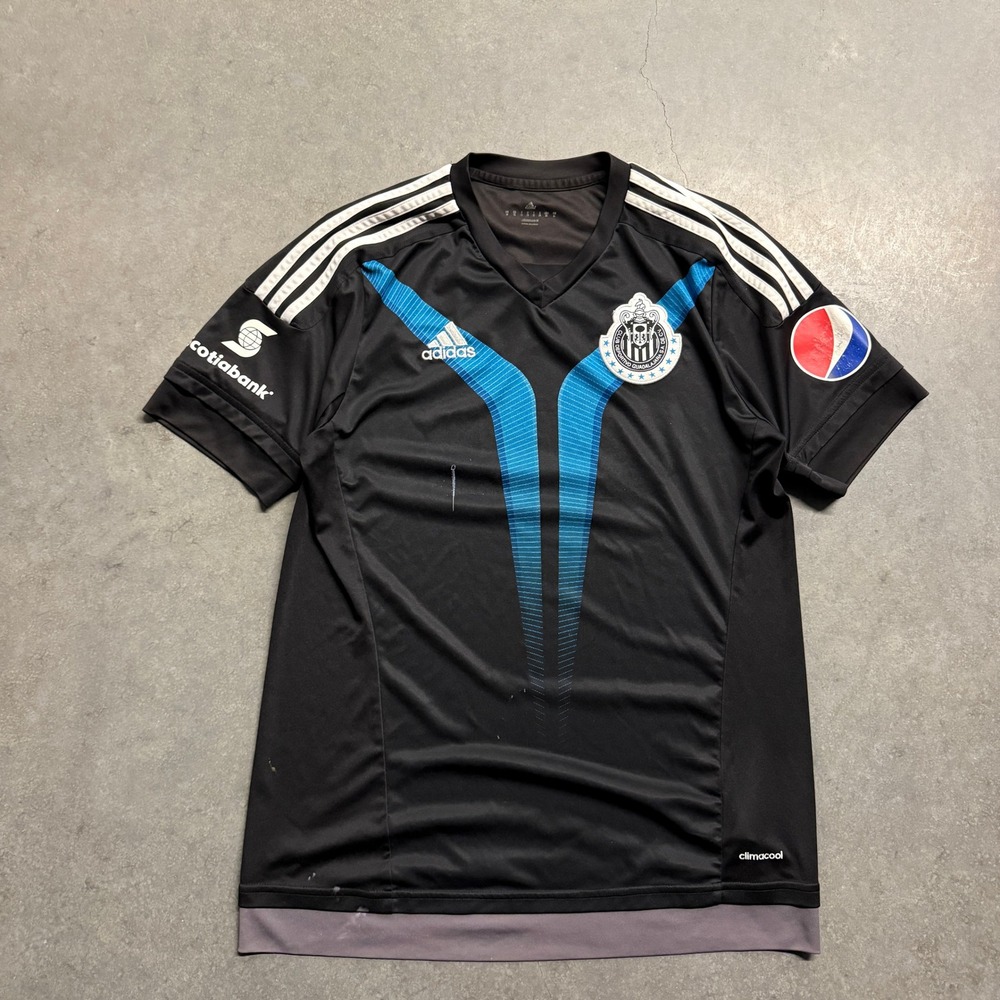 Adidas‎ Chivas Guadalajara Soccer Jersey Mens Small Black Blue Climacool S29730